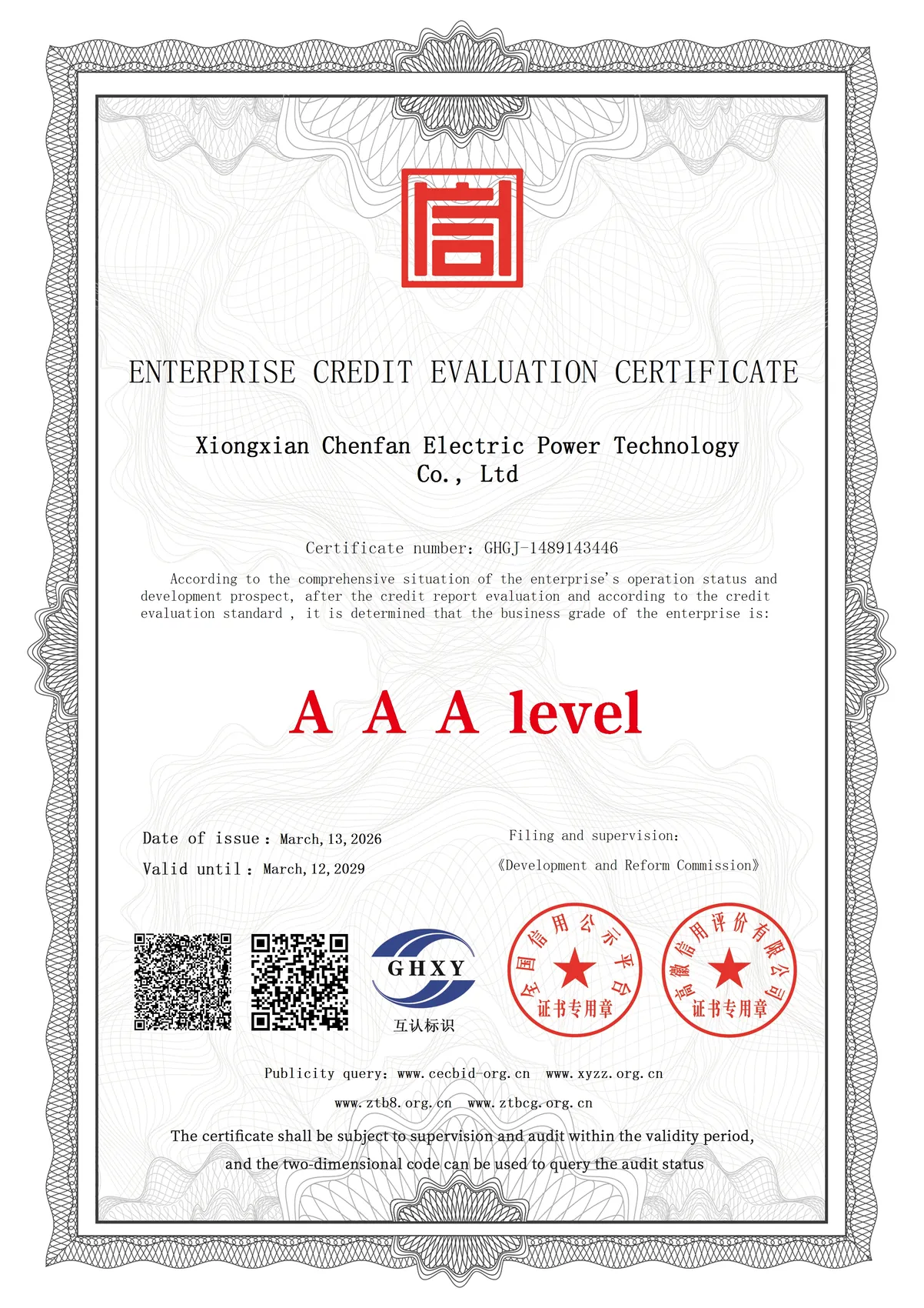 Enterprise credit evaluation (AAA)
